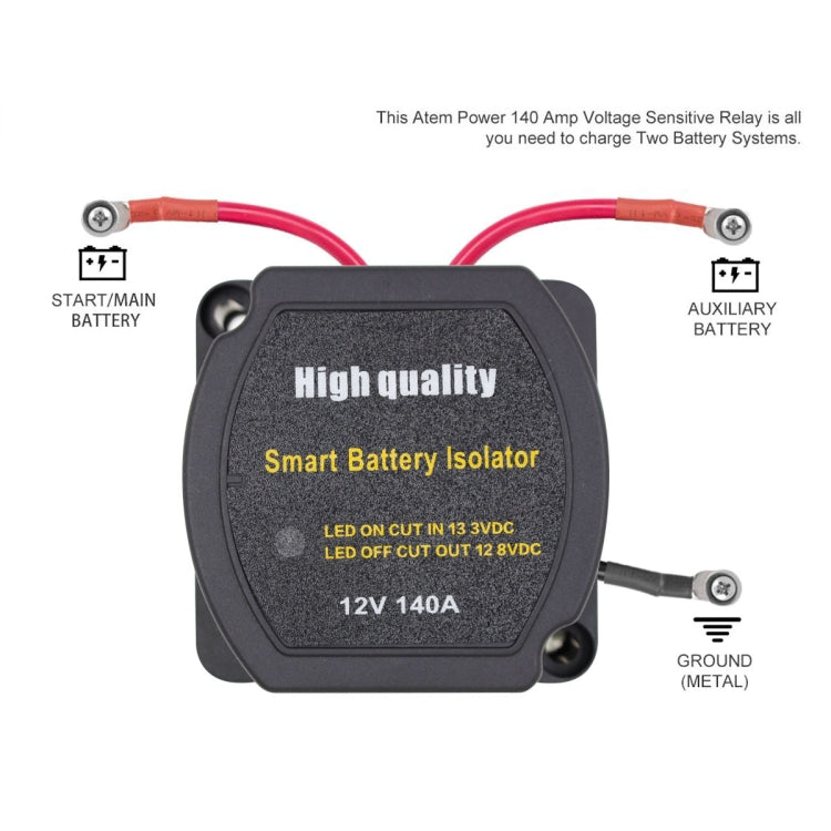12V 140A Route Yacht Off-Road Car Beach Car Double Battery System Voltage Sensitive Relay - Relays by buy2fix | Online Shopping UK | buy2fix