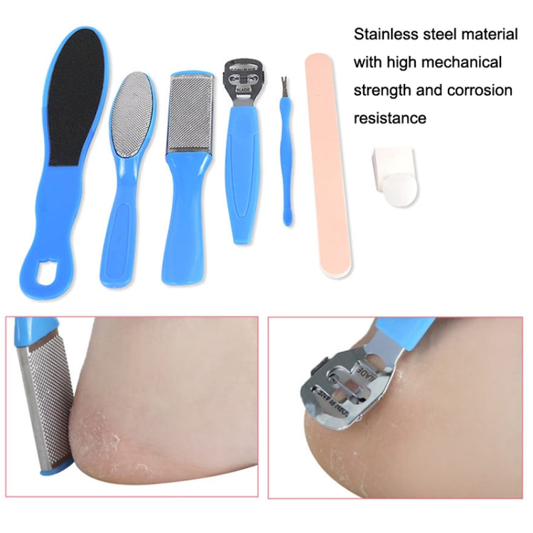 8 In 1 Foot Care Exfoliating Pedicure Knife Tool Foot File Set(Blue) - Grinding Tools & Accessories by buy2fix | Online Shopping UK | buy2fix