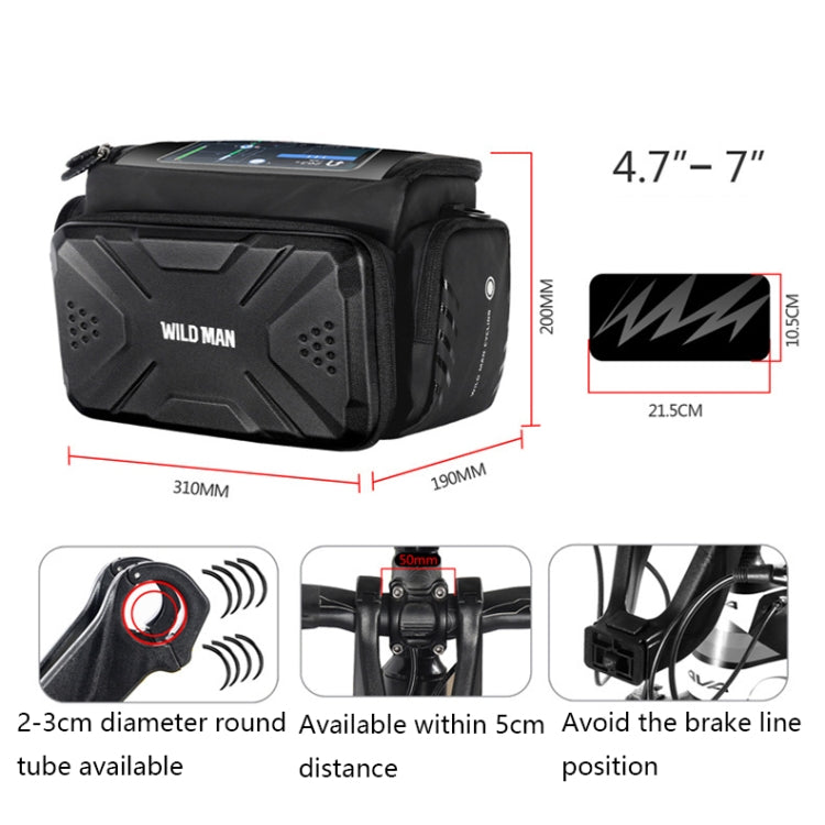 WILD MAN GS6 4L Outdoor Cycling Waterproof Bicycle Bag(Black) by WILD MAN