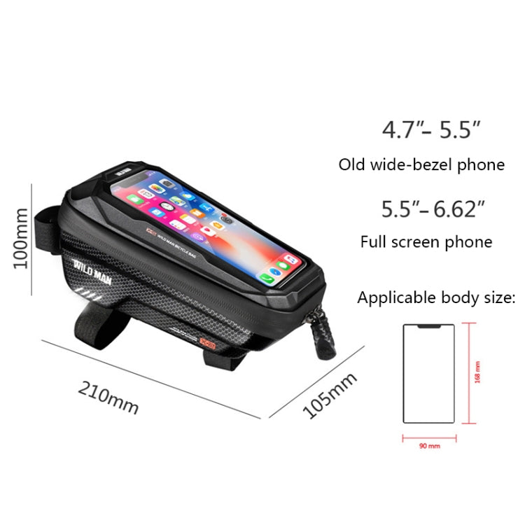 WILD MAN X2 1L Hard Shell EVA Bicycle Front Beam Bag(Black) by WILD MAN