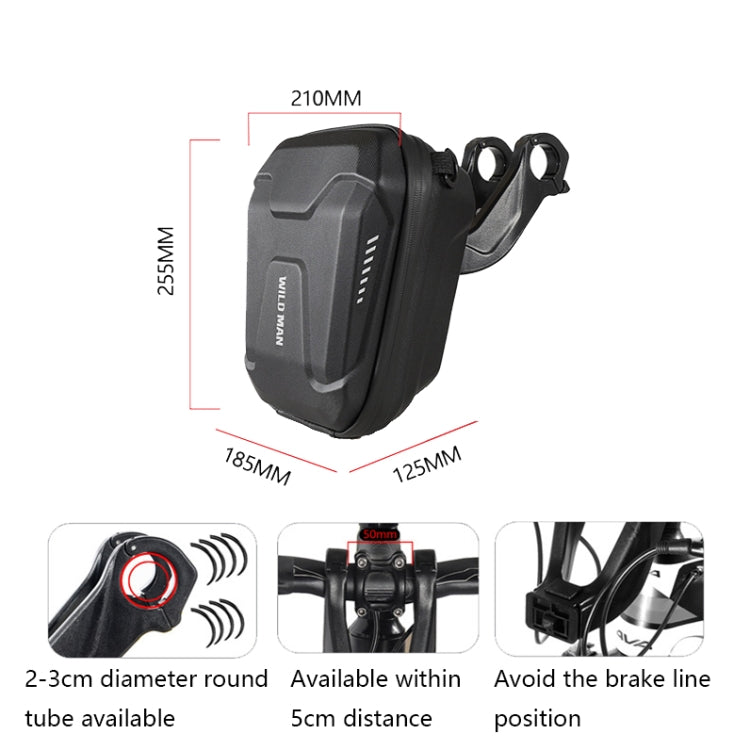 WILD MAN E8 3L Bicycle EVA Hard Shell Head Bag(Black) by WILD MAN