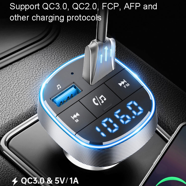 QC3.0 Fast Charge Car Bluetooth MP3 Player Car FM Transmitter(Black) - Bluetooth Car Kits by buy2fix | Online Shopping UK | buy2fix