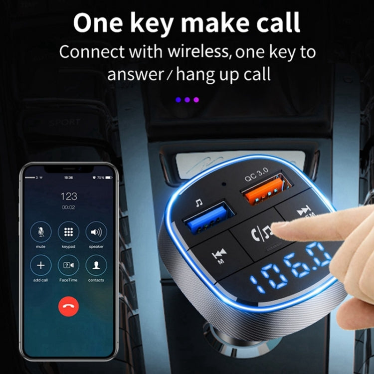 QC3.0 Fast Charge Car Bluetooth MP3 Player Car FM Transmitter(Black) - Bluetooth Car Kits by buy2fix | Online Shopping UK | buy2fix