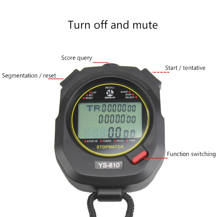 YS Electronic Stopwatch Timer Training Running Watch, Style: YS-8100 100 Memories (Black) by buy2fix