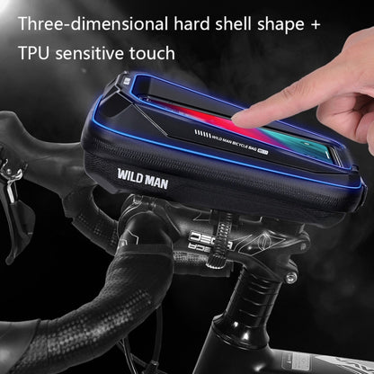WILD MAN MS33 0.6L Mountain Bike Hard Shell Phone Touch Screen Handlebar Bag(Black) by WILD MAN