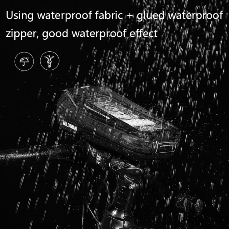 WILD MAN MS33 0.6L Mountain Bike Hard Shell Phone Touch Screen Handlebar Bag(Black) by WILD MAN