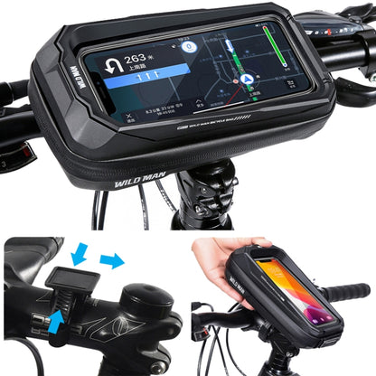 WILD MAN MS33 0.6L Mountain Bike Hard Shell Phone Touch Screen Handlebar Bag(Black) by WILD MAN