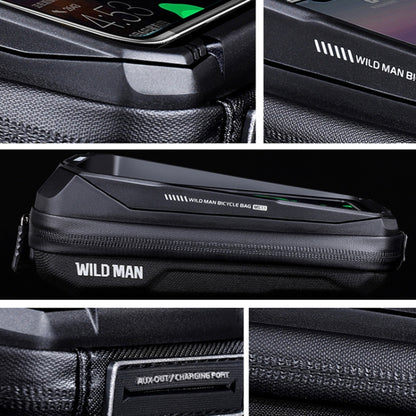 WILD MAN MS33 0.6L Mountain Bike Hard Shell Phone Touch Screen Handlebar Bag(Black) by WILD MAN