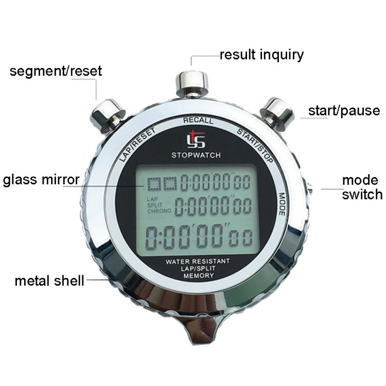 YS Metal Stopwatch 3 Rows Display Running Training Electronic Timers, Style: YS-5100 100 Memories by buy2fix