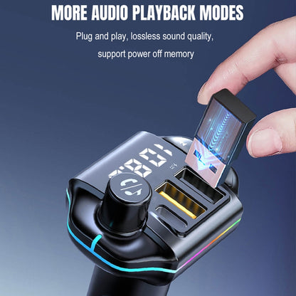 A10 Colorful Atmosphere Light FM Bluetooth Transmitter Car Charger - Bluetooth Car Kits by buy2fix | Online Shopping UK | buy2fix