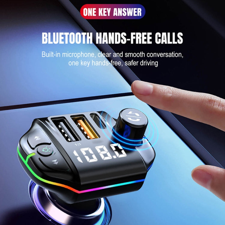 A10 Colorful Atmosphere Light FM Bluetooth Transmitter Car Charger - Bluetooth Car Kits by buy2fix | Online Shopping UK | buy2fix