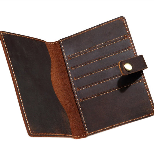 Genuine Leather Passport Holder Vintage Card Holder(Dark Coffee) - Card & Passport Bags by buy2fix | Online Shopping UK | buy2fix