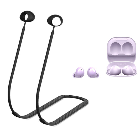 2 PCS Bluetooth Earphone Silicone Anti-Lost Cord For Samsung Glaxy Buds 2(Black) - Anti-lost & Holder by buy2fix | Online Shopping UK | buy2fix