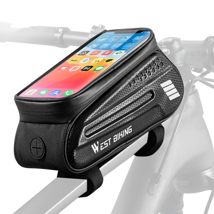 WEST BIKING Bicycle Hard Shell Front Beam Bag Mobile Phone Touch Screen Saddle Bag(Black) by WEST BIKING