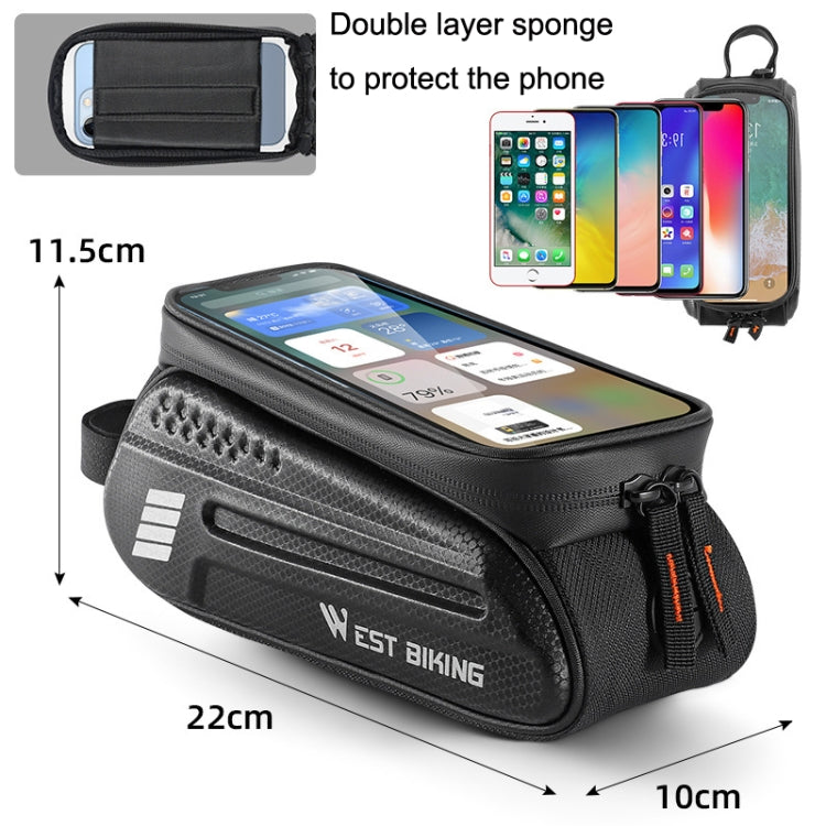 WEST BIKING Bicycle Hard Shell Front Beam Bag Mobile Phone Touch Screen Saddle Bag(Black) by WEST BIKING