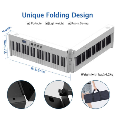 88-Key Portable Smart Folding Electric Piano, EU Plug(PJ88C White) - Keyboard Accessories by buy2fix | Online Shopping UK | buy2fix