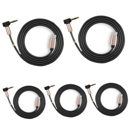 5 PCS Type-c/USB-c To 3.5mm Male Elbow Spring Audio Adapter Cable, Cable Length: 1m(Black) by buy2fix