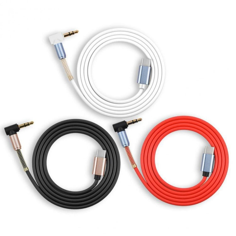 5 PCS Type-c/USB-c To 3.5mm Male Elbow Spring Audio Adapter Cable, Cable Length: 1m(Black) by buy2fix