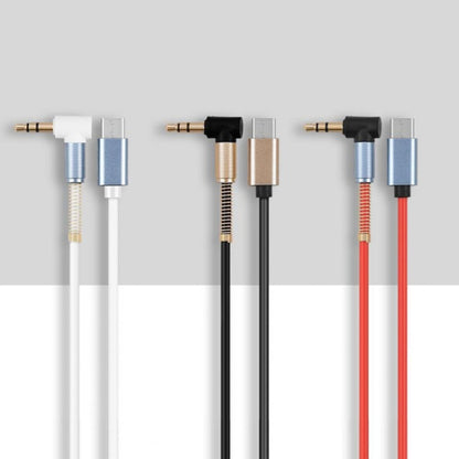 5 PCS Type-c/USB-c To 3.5mm Male Elbow Spring Audio Adapter Cable, Cable Length: 1m(Black) by buy2fix