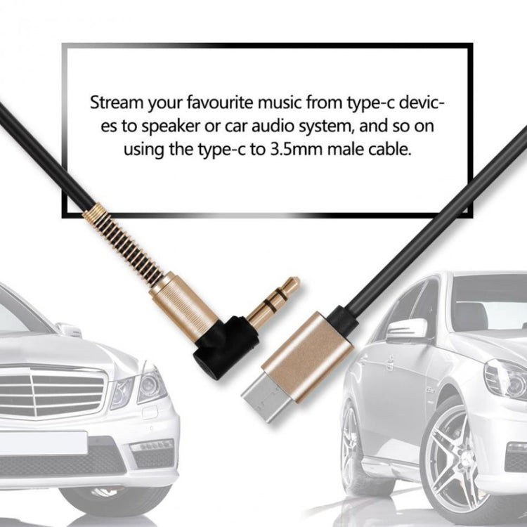 5 PCS Type-c/USB-c To 3.5mm Male Elbow Spring Audio Adapter Cable, Cable Length: 1m(Black) by buy2fix