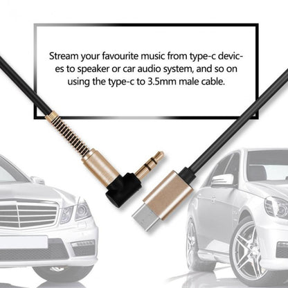 5 PCS Type-c/USB-c To 3.5mm Male Elbow Spring Audio Adapter Cable, Cable Length: 1m(Black) by buy2fix