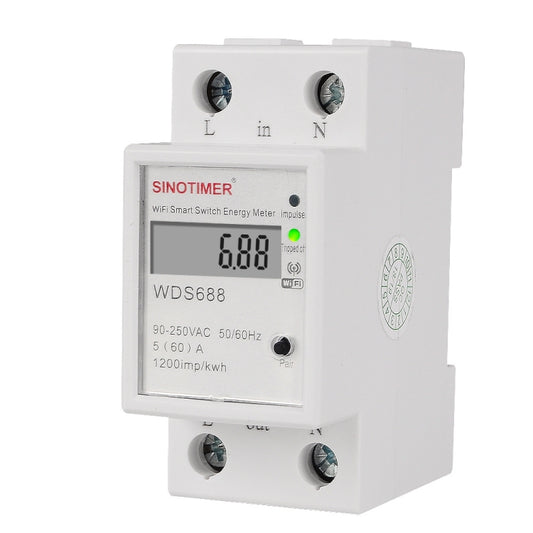 SINOTIMER WDS688 Smart WiFi Single-Phase Power Meter Mobile APP Home Rail Meter 5-60A 230V - Current & Voltage Tester by SINOTIMER | Online Shopping UK | buy2fix