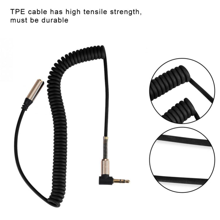 5PCS 3.5MM Male To Female Elbow Spring Retractable Audio Line, Cable Length: 1.5m(Black) by buy2fix