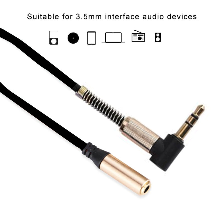 5PCS 3.5MM Male To Female Elbow Spring Retractable Audio Line, Cable Length: 1.5m(Black) by buy2fix