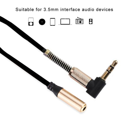 5PCS 3.5MM Male To Female Elbow Spring Retractable Audio Line, Cable Length: 1.5m(Black) by buy2fix