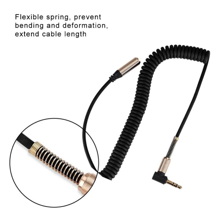 5PCS 3.5MM Male To Female Elbow Spring Retractable Audio Line, Cable Length: 1.5m(Black) by buy2fix