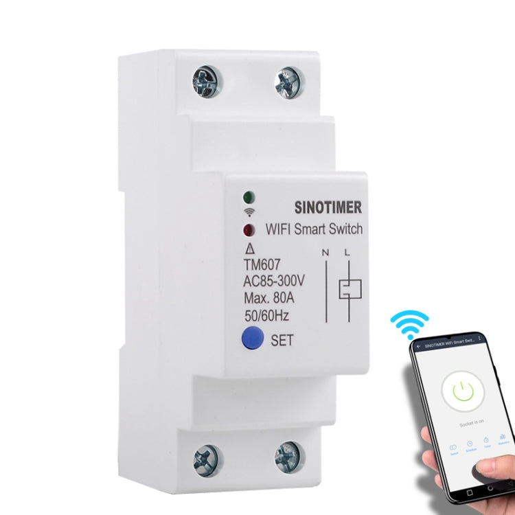 SINOTIMER TM607 Intelligent Wifi Timer Mobile App Home Rail Remote Control Time Switch 80A 85-300V by SINOTIMER