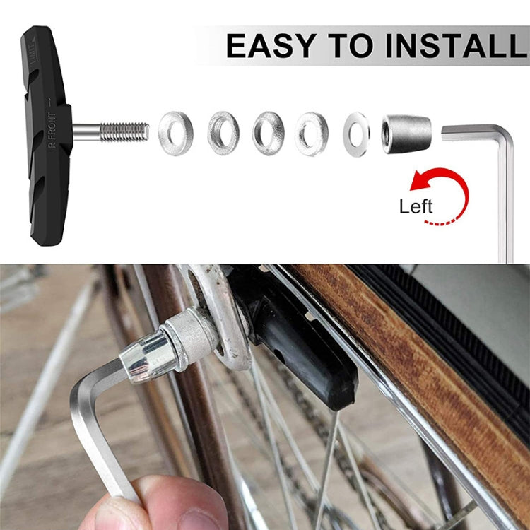 2 Pairs Silent V-brake Bicycle Brake Shoes, Color: Black by buy2fix