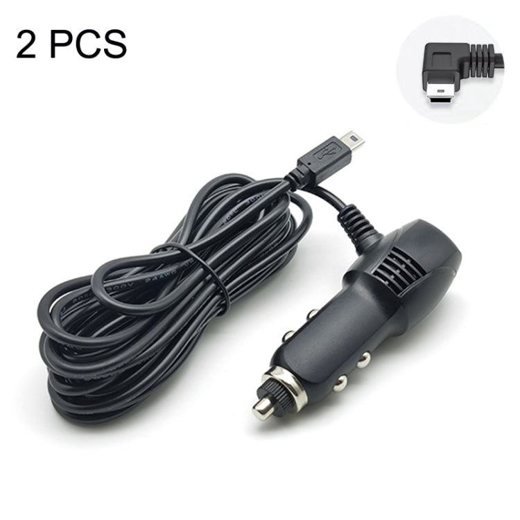 2 PCS Car Charger Fast Charging Driving Recorder Supply Line, Style: 1A+2A(Mini Left Bend) - Cables & Connectors by buy2fix | Online Shopping UK | buy2fix