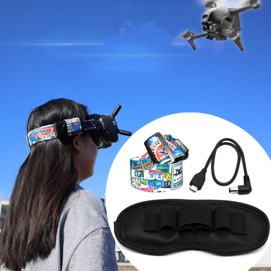 Flight Video Glasses Graffiti Color Headband Fixed Strap For DJI FPV Goggles V2 Strap + Power Line + Pad - Other Accessories by buy2fix | Online Shopping UK | buy2fix