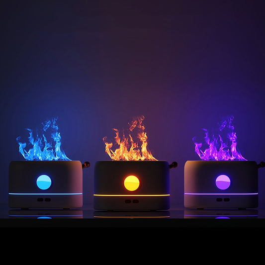 JF801 Desktop Simulation Flame Aroma Diffuser Humidifier, Color: 3 Color Light-Green - Air Purifiers & Accessories by buy2fix | Online Shopping UK | buy2fix