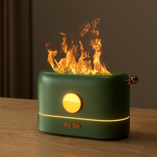 JF801 Desktop Simulation Flame Aroma Diffuser Humidifier, Color: Monochrome Light-Green - Air Purifiers & Accessories by buy2fix | Online Shopping UK | buy2fix