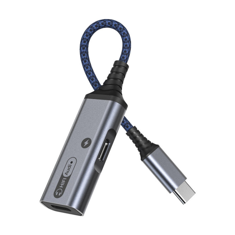 MH338A Dual Type-c / USB-c Adapter Cable Mobile Phone Live Audio Charging Cable(Gray) by buy2fix