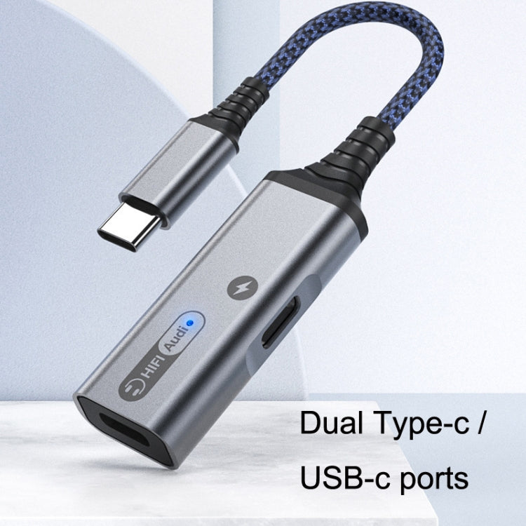 MH338A Dual Type-c / USB-c Adapter Cable Mobile Phone Live Audio Charging Cable(Gray) by buy2fix
