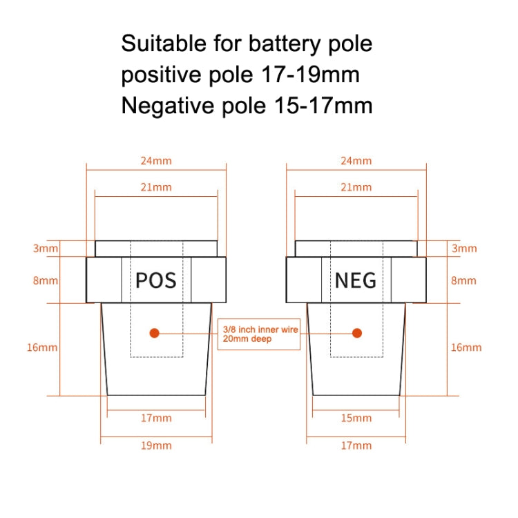 3 Pairs Car Battery Pile Header Circular Column Battery Maintenance Modification Accessories - Booster Cable & Clip by buy2fix | Online Shopping UK | buy2fix
