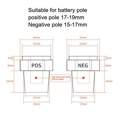 3 Pairs Car Battery Pile Header Circular Column Battery Maintenance Modification Accessories - Booster Cable & Clip by buy2fix | Online Shopping UK | buy2fix