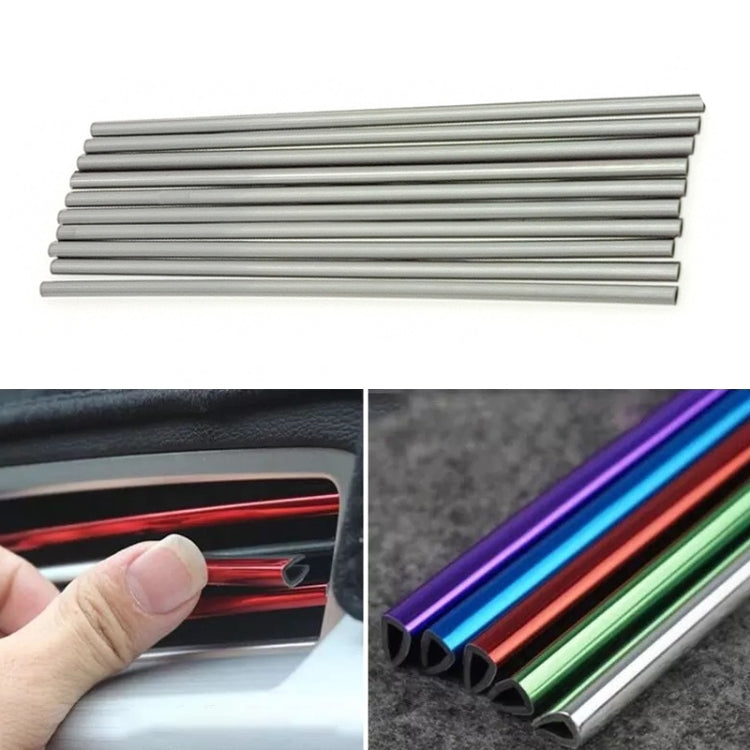 10pcs/pack Car Air Conditioner Vent U-Shaped Electroplating Decorative Strip(Plating Silver) - Car Interior Mouldings by buy2fix | Online Shopping UK | buy2fix