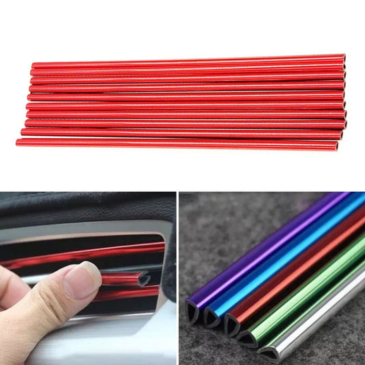10pcs/pack Car Air Conditioner Vent U-Shaped Electroplating Decorative Strip(Plating Red) - Car Interior Mouldings by buy2fix | Online Shopping UK | buy2fix