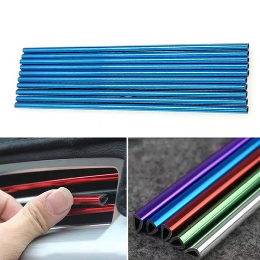 10pcs/pack Car Air Conditioner Vent U-Shaped Electroplating Decorative Strip(Plating Blue) - Car Interior Mouldings by buy2fix | Online Shopping UK | buy2fix