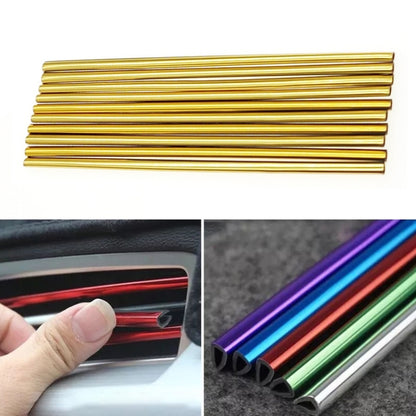 10pcs/pack Car Air Conditioner Vent U-Shaped Electroplating Decorative Strip(Plating Gold) - Car Interior Mouldings by buy2fix | Online Shopping UK | buy2fix