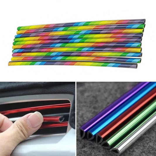 10pcs/pack Car Air Conditioner Vent U-Shaped Electroplating Decorative Strip(Colorful) - Car Interior Mouldings by buy2fix | Online Shopping UK | buy2fix