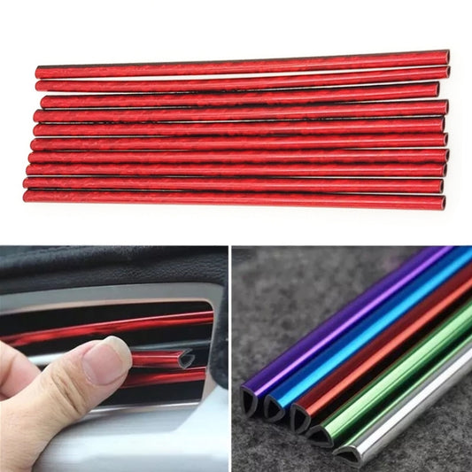 10pcs/pack Car Air Conditioner Vent U-Shaped Electroplating Decorative Strip(Green Ice Red) - Car Interior Mouldings by buy2fix | Online Shopping UK | buy2fix