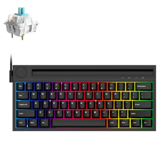 Ajazz K620T Clavier mécanique double mode sans fil Bluetooth 62 touches, style : manche bleu (noir)