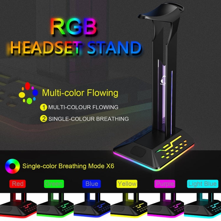 Dual USB RGB Color Changing Gaming Headset Stand(Black) by buy2fix