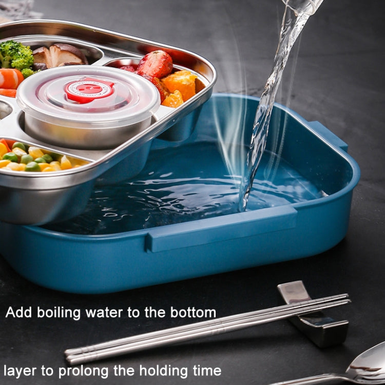 304 Stainless Steel Double-Layer Large-Capacity Portable Lunch Box, Color: Lemon Yellow(Medium 4 Grid) - Cutlery Sets by buy2fix | Online Shopping UK | buy2fix