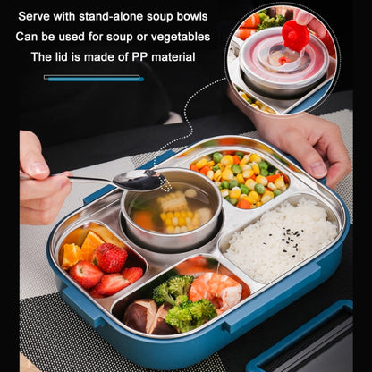 304 Stainless Steel Double-Layer Large-Capacity Portable Lunch Box, Color: Lemon Yellow(Medium 4 Grid) - Cutlery Sets by buy2fix | Online Shopping UK | buy2fix